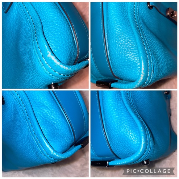 Coach Swagger 27 Turquoise Satchel Crossbody Purse Shoulder Bag & Wallet Set - Picture 11 of 17